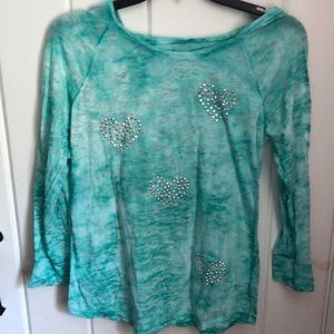 Long sleeve hoodie T-Shirt, with Sparkly Heart front🩶